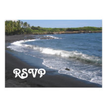 Black Sand Beach RSVP Card Personalized Invite