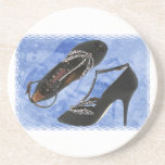 Black Satin and Crystal Dragonfly Pumps Coaster
