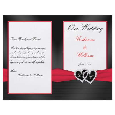 Black Satin Pleasts with Hearts Wedding Program by NiteOwlStudio
