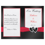 Black Satin Pleasts with Hearts Wedding Program flyers