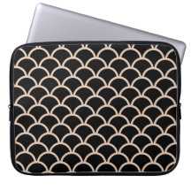 Black Scallop Pattern Laptop Computer Sleeve