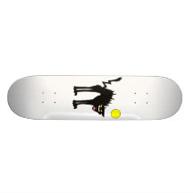 black scary cat yellow moon skate board decks