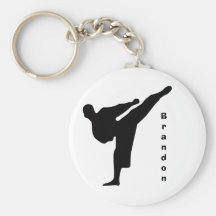 Black Silhouette Karate Keychain