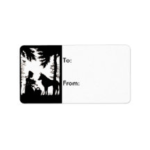 Black Silhouette Red Riding Hood Wolf Woods Personalized Address Label