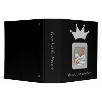 Black & Silver Baby Boy Prince Crown Photo Album Vinyl Binder