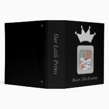 Black & Silver Baby Boy Prince Crown Photo Album Vinyl Binder