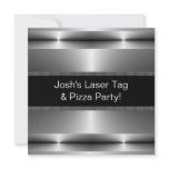 Black  Silver Boys Any Number Birthday Party Personalized Invite