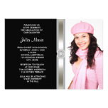 Black Silver Diamond Girl Photo Graduation Personalized Announcements