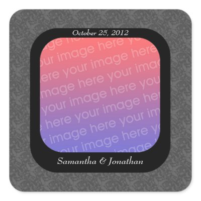 Black Silver Elegant Floral Photo Wedding Sticker by SmilinEyesTreasures