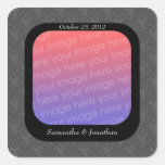 Black Silver Elegant Floral Photo Wedding Sticker