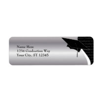 Black & Silver Graduation Address Label