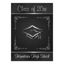 Black Silver Graduation Invitations invitations