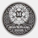 Black Silver Initial M Monogram Seal Party Favour Sticker