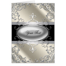 Black Silver Ivory Greeting Card
