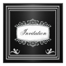 Black Silver Men Birthday  Party Personalized Custom Invitations