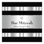 Black Silver Star of David Bar Mitzvah Invitation