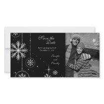 Black silver winter wedding save the date photo customized photo card