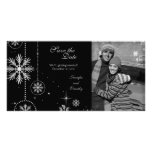 Black silver winter wedding save the date photo customized photo card