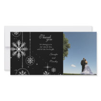 Black silver winter wedding thank you photocard customized photo card