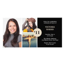 Black simply collage class of grad announcement picture card