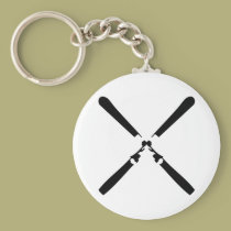 black skier crossed keychains