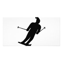 black skier icon personalized photo card