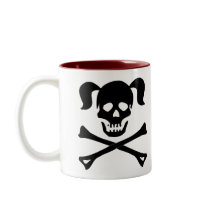 Black Skull and Crossbones With Pigtails Mugs