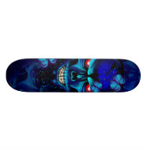 Black Skull and Roses Skateboard