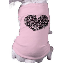 Black Skull Heart Dog T-shirt