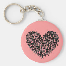 Black Skull Heart Keychains