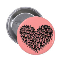 Black Skull Heart Pin