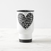 Black Skull Heart Travel Mug