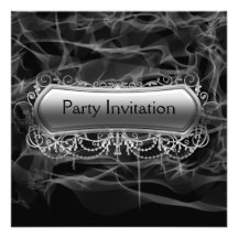 Black Smoke Silver Party Invitation