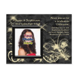 Black Sparkle Swirl Graduation Announcement postcards