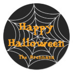 Black spider web halloween custom label gift tag
