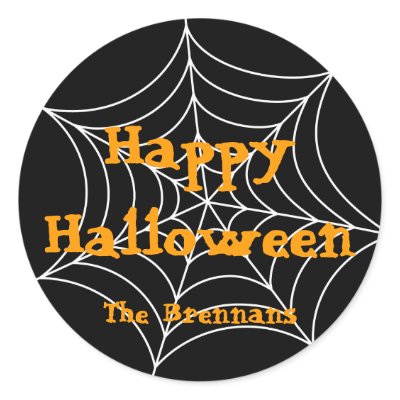 Black spider web halloween custom label gift tag by FidesDesign