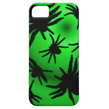 Black Spiders on Green