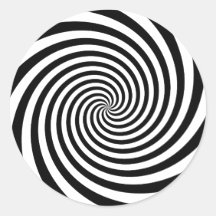 Black Spiral Round Stickers
