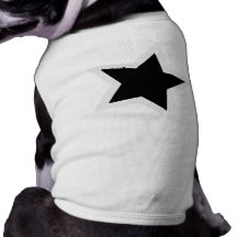 Black Star Bold White Outline Dog Shirt