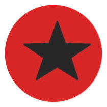Black Star Round Stickers