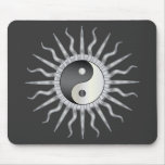 Black Starburst Yin Yang Mouse Pads