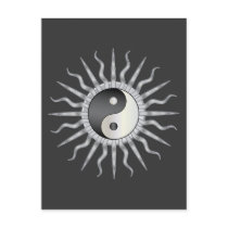Black Starburst Yin Yang Postcard