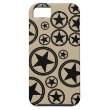 Black Stars in Circles on Khaki iPhone 5 Case