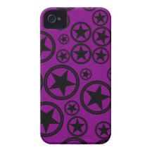 Black Stars in Circles on Purple iPhone 4 Case-Mate Case