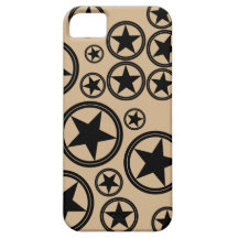 Black Stars in Circles on Tan iPhone 5 Cases