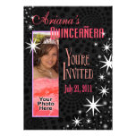 Black Stars Quinceañera Photo Party Announcement