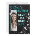 Black Stars Quinceañera Photo Party Invitations