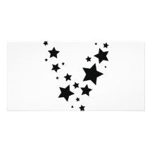 black stars rain icon photo card