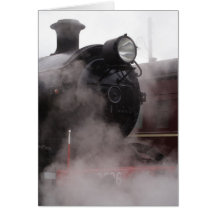 Black Steam Train Greeting Cards