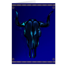 Black Steer Skull Card